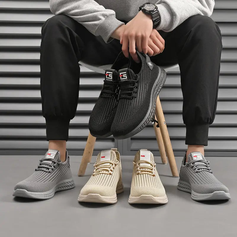 👟【39-44】Kényelmes és légáteresztő hálós, csúszásmentes, divatos alkalmi férfi cipő