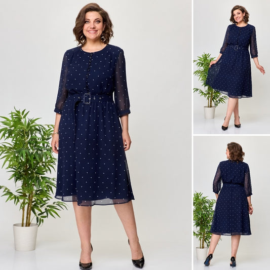 🔥【S-5XL】2026 Új Divatos és Elegáns Sifon Pöttyös Könnyű Ruha