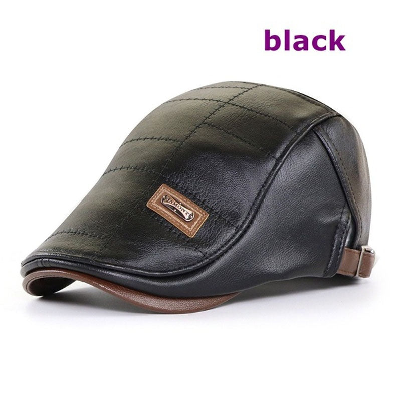 🧢🔥 Męski skórzany beret – elegancki, wodoodporny, wiatroszczelny, ciepły