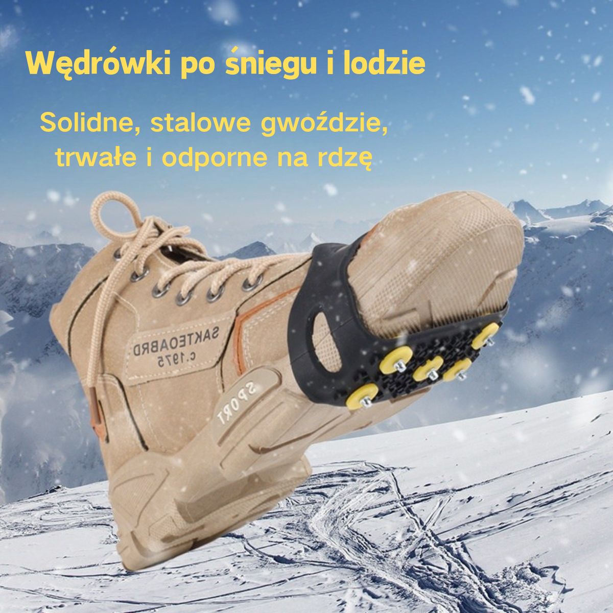 👴🚶🏔️❄️Kup 2, otrzymaj 2 gratis(8 sztuk)🔥Niewidoczne, 5-zębowe, antypoślizgowe pętle do raków, raki do użytku na zewnątrz, odpowiednie do wędrówek po śniegu