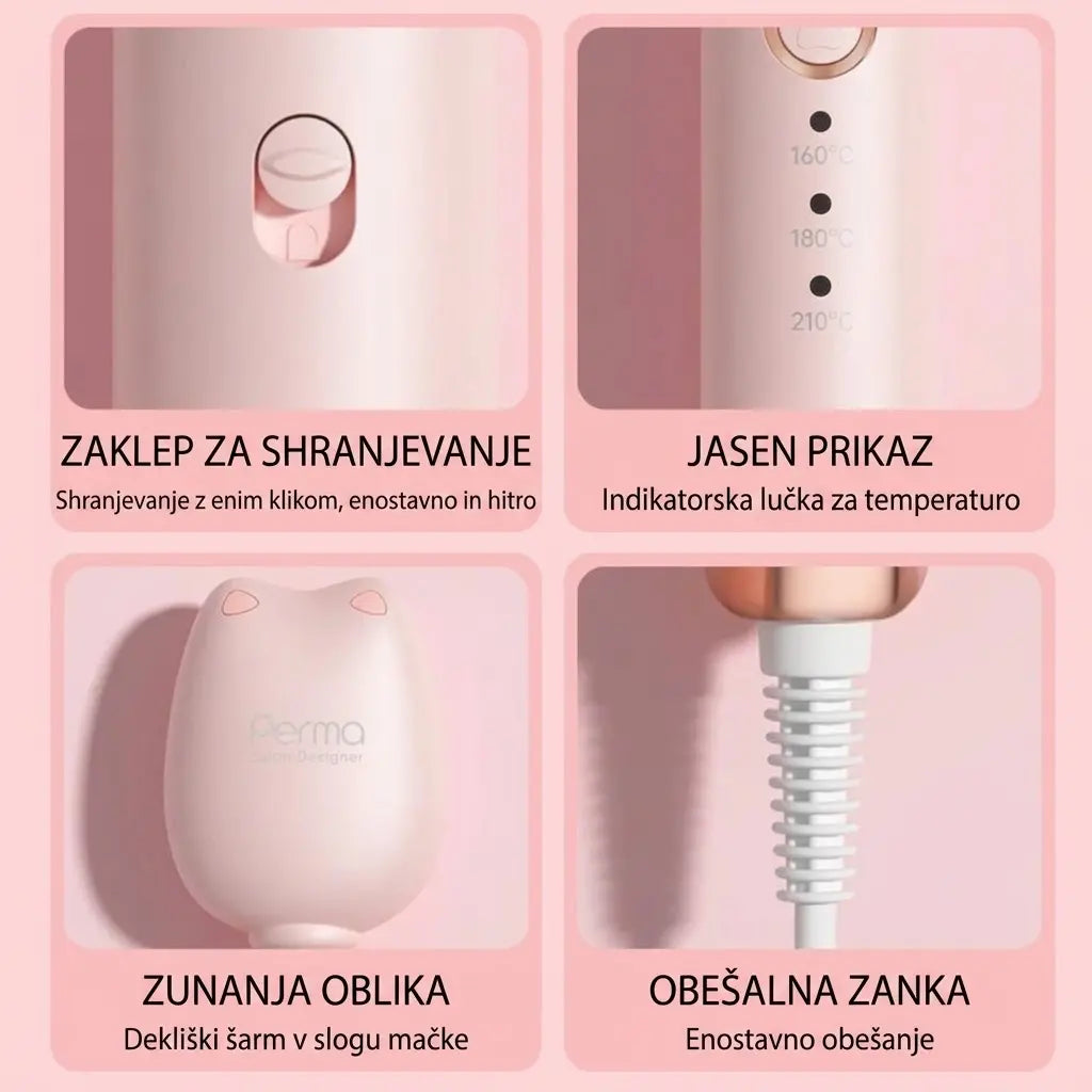 💇‍♀️ Kodralnik za lase v francoskem slogu – hitro segrevanje, nastavitev temperature in 1,5 m dolg kabel. Idealen za različne pričeske in tipe las! ✨