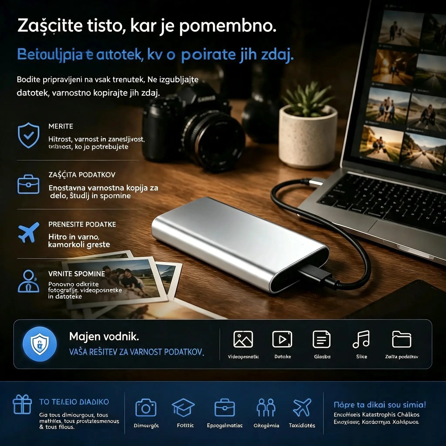 Zadnji dan 50 % popusta - Prenosni zunanji SSD - Zaščitite svoje fotografije, videoposnetke in pomembne datoteke.