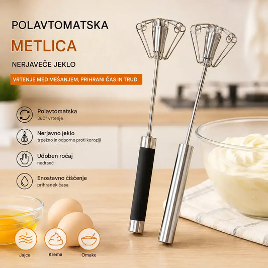 22€【2-delni komplet】Polavtomatska metlica za jajca iz nerjavečega jekla
