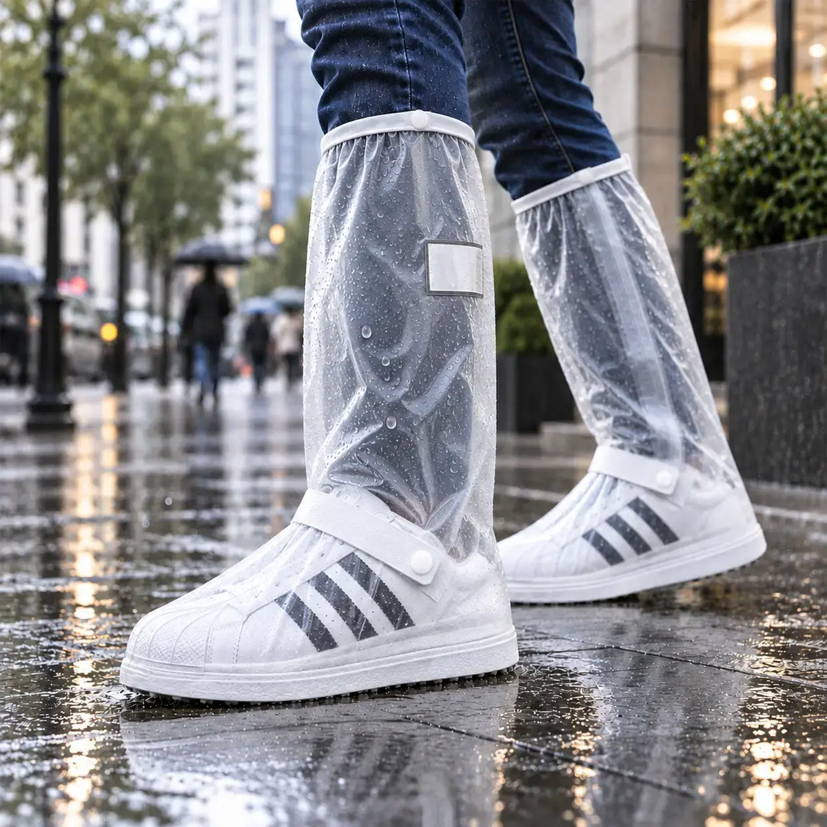 ☔ Tökéletes esővédelem! Magas szárú, vízálló cipővédők (40 cm magasak)! Vastagított, csúszásgátló talp · Tartós PVC anyag!