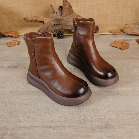 【35-40】Wełniane krótkie buty zimowe na grubej podeszwie