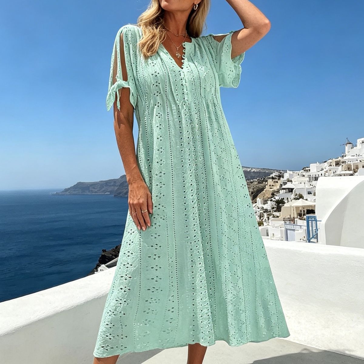 🔥[S-5XL]👗2026-os új, divatos, üreges, lélegző, laza, plus size ruha