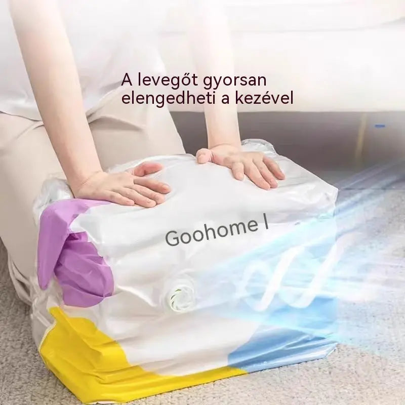 🧳【5 darabos】💨 Nagy, összenyomható vákuumos tárolózsák: nincs szükség pumpára, szivárgásmentes, és ideális helytakarékosságra bőröndökben és otthon ✈️