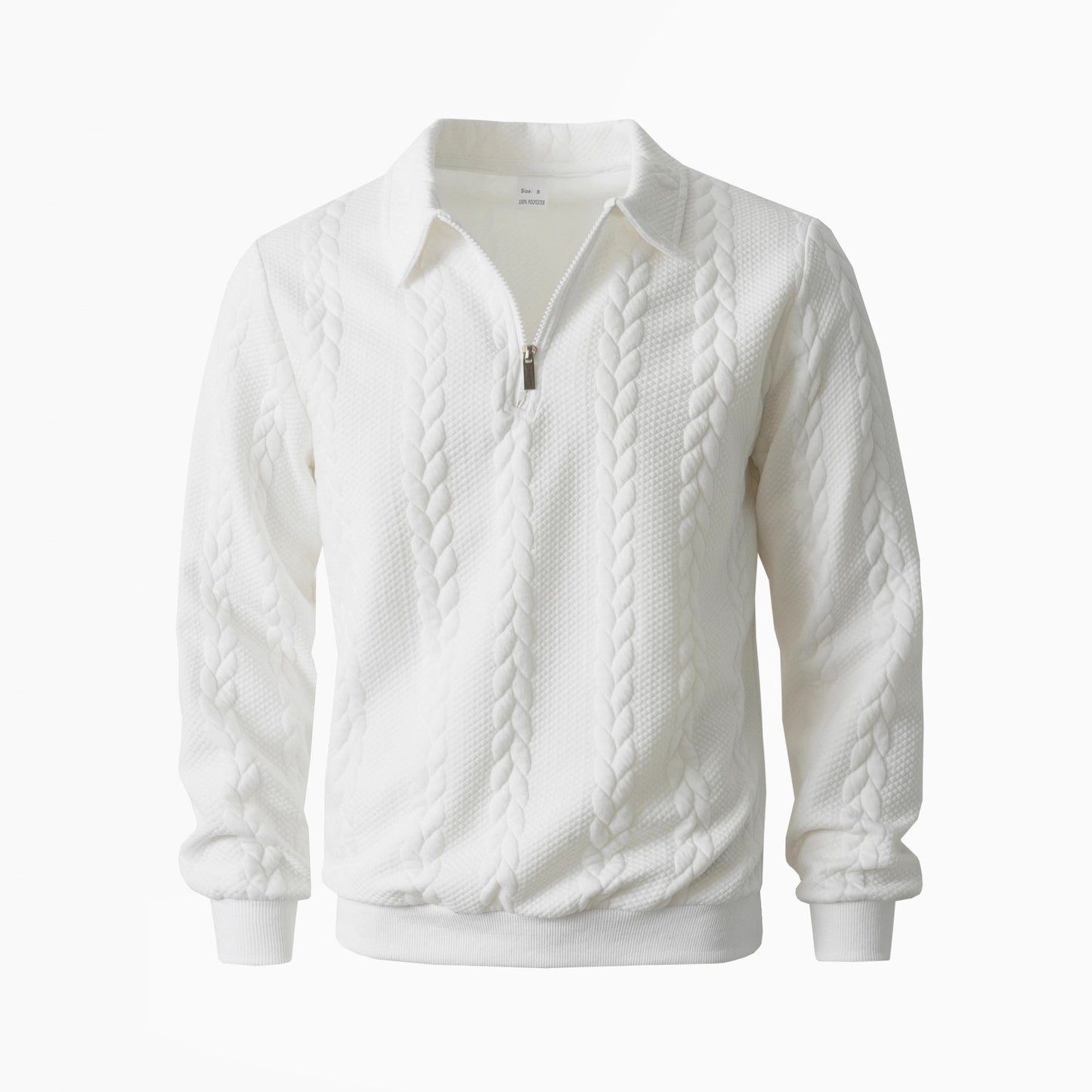👔【S-3XL】Ανδρικό πλεκτό πουλόβερ με γιακά ζακάρ, casual μακριά μανίκια