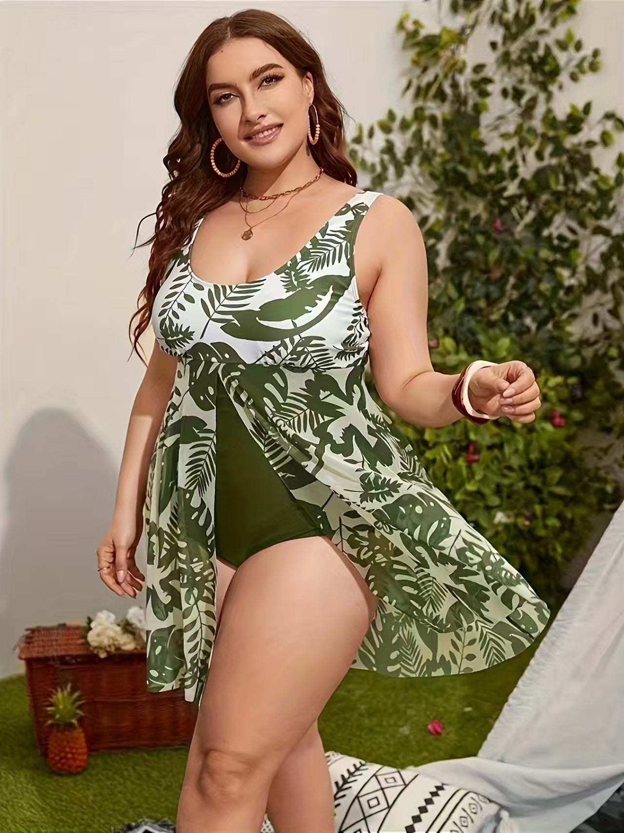 🏖️🏝️✨️Nowy kostium kąpielowy 2025 dla kobiet plus size｜Dwuczęściowy model｜Wyszczuplający krój｜Idealny na plażę i wakacje