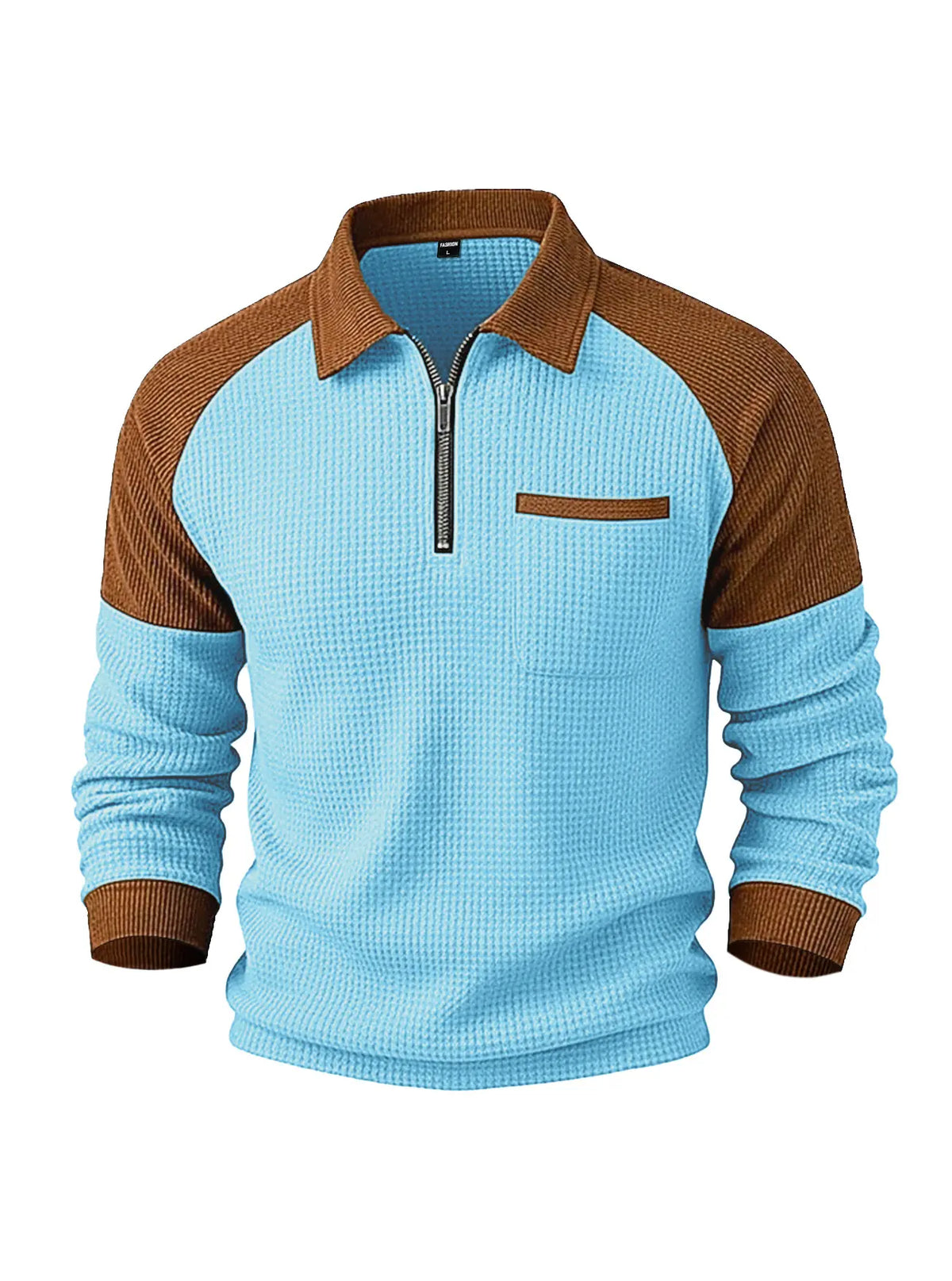 👕【S-3XL】Moška majica z visokim ovratnikom in tkanino z vafljičasto teksturo✨🧥