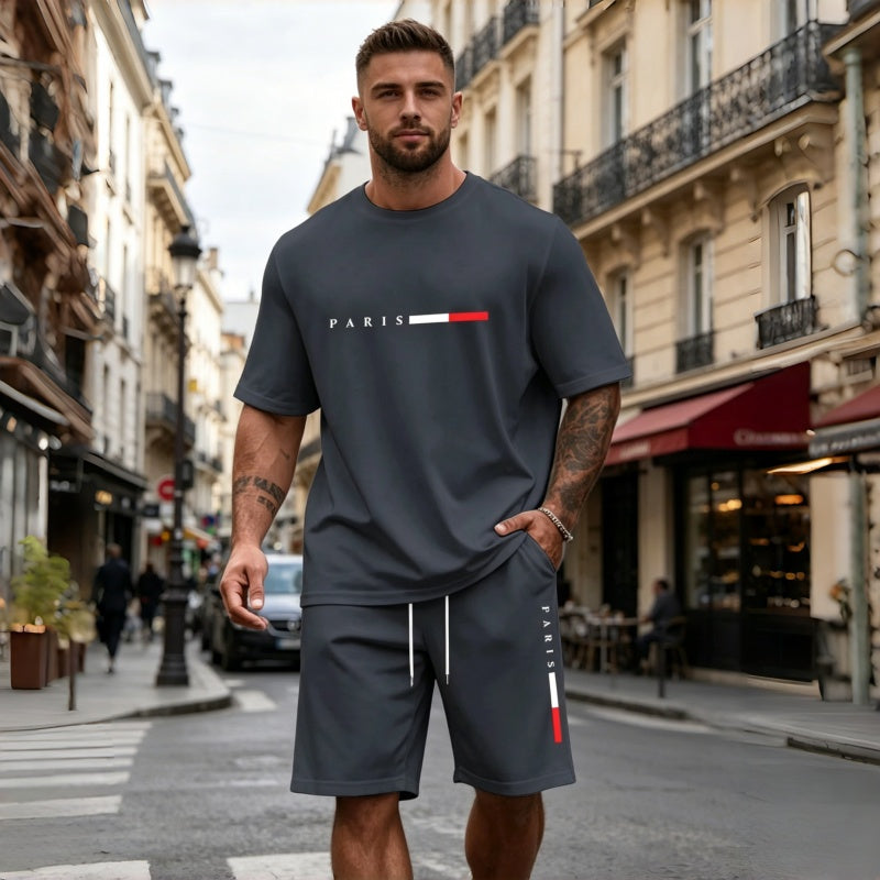 🔥👌【S-5XL】Férfi nyári kétrészes sportöltöny: Mindennapi viseletre és hétköznapi otthoni viseletre is alkalmas ✅ Utánvétes fizetés lehetséges