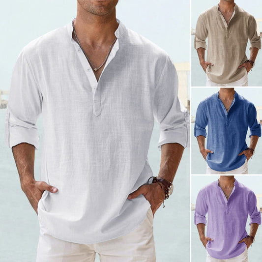 🔥【S–5XL】Férfi légáteresztő pamut-len ing – kényelmes, könnyű és bő szabású