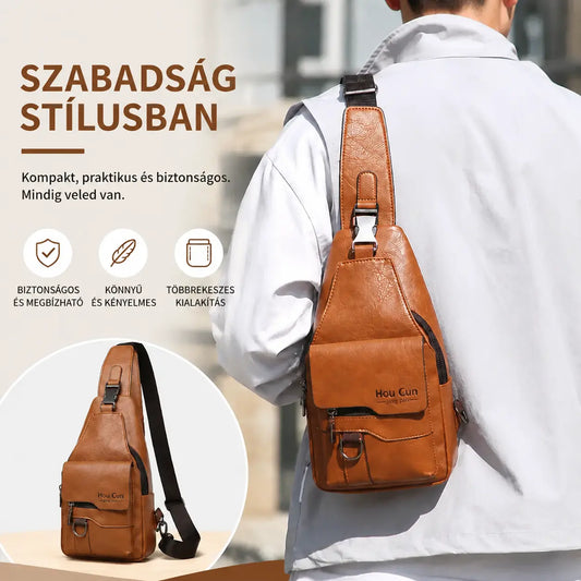 🎒 Retro stílusú, vízálló, valódi bőr válltáska: nélkülözhetetlen darab a mindennapi ingázáshoz.