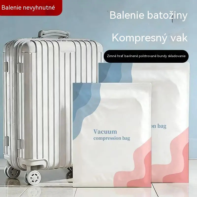 🧳 5 položek za pouhých 590 Kč 💨 Velké stlačitelné vakuové úložné sáčky: Není třeba žádné vzduchové čerpadlo, nepropustné, ideální pro úsporu místa v kufru a doma ✈️