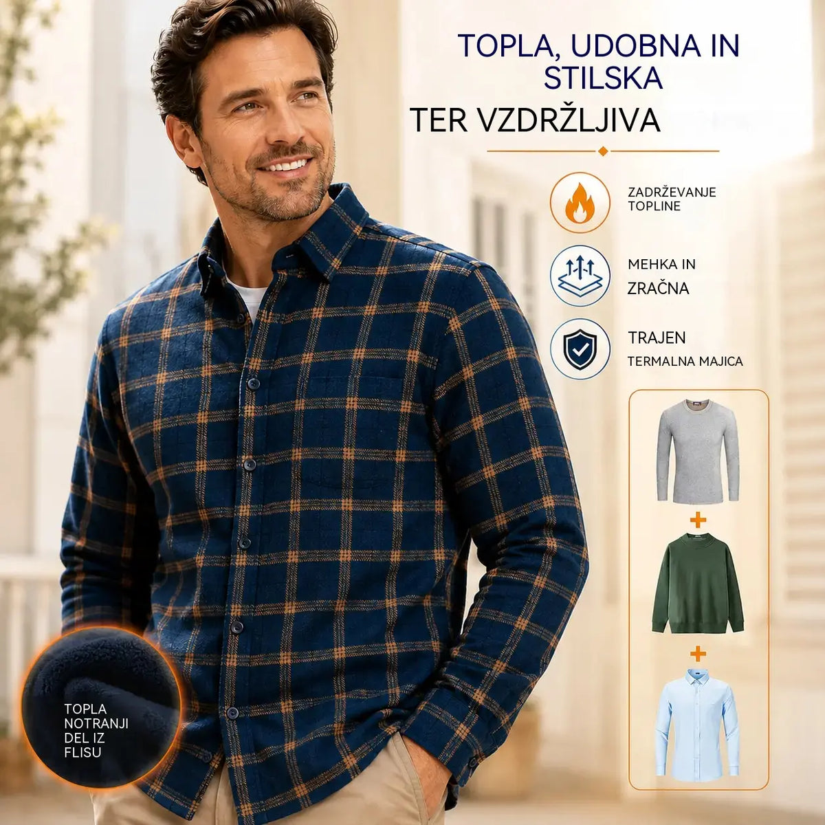 👔【L-5XL】Nova jesensko/zimska moška topla dvostranska flis majica, elegantna in vsestranska.