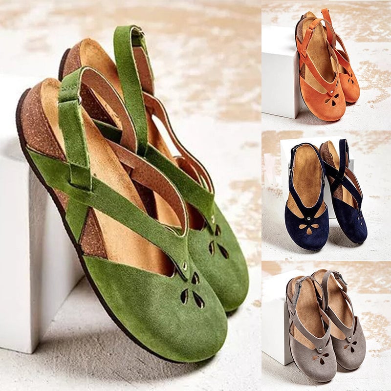 ✨👡【Oferta ograniczona】【35–43】Wysokiej jakości skórzane sandały rekreacyjne 2025 ✅ Zaokrąglony nosek ✅ Płaska podeszwa