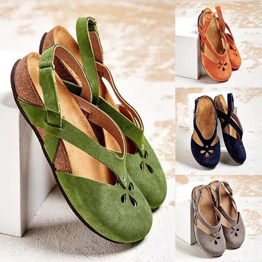 ✨👡【Oferta ograniczona】【35–43】Wysokiej jakości skórzane sandały rekreacyjne 2025 ✅ Zaokrąglony nosek ✅ Płaska podeszwa