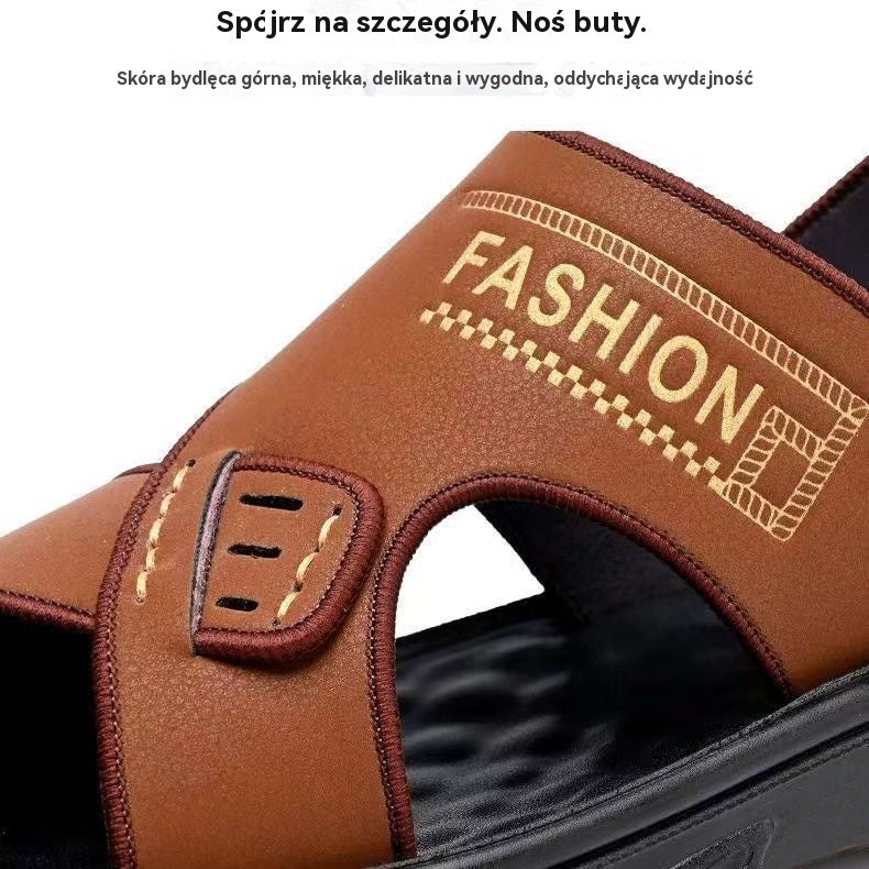 🐂【38-47】Nowe męskie skórzane sandały plażowe z grubą podeszwą
