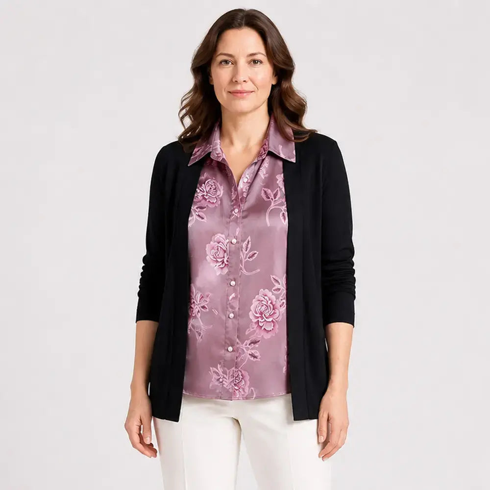 👚Ženski dvodelni komplet srajc z vzorcem patchwork - večplastni top z dolgimi rokavi - za oblikovanje trebuha, ležerni jesenski top