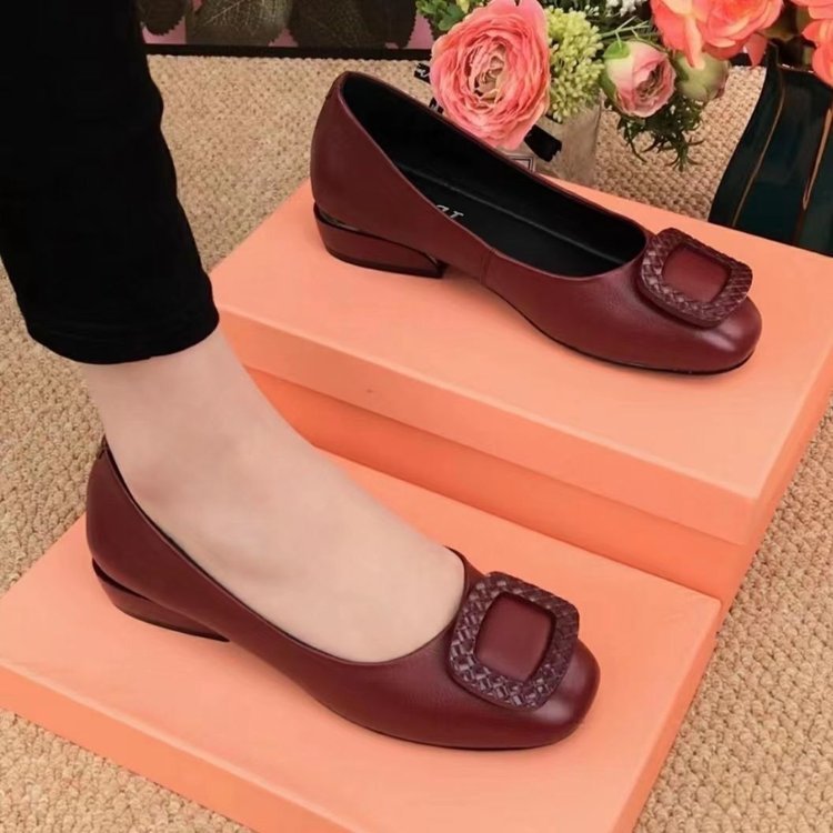 🔥🥿【35-41】Damskie buty z miękkiej skóry na okrągłym obcasie