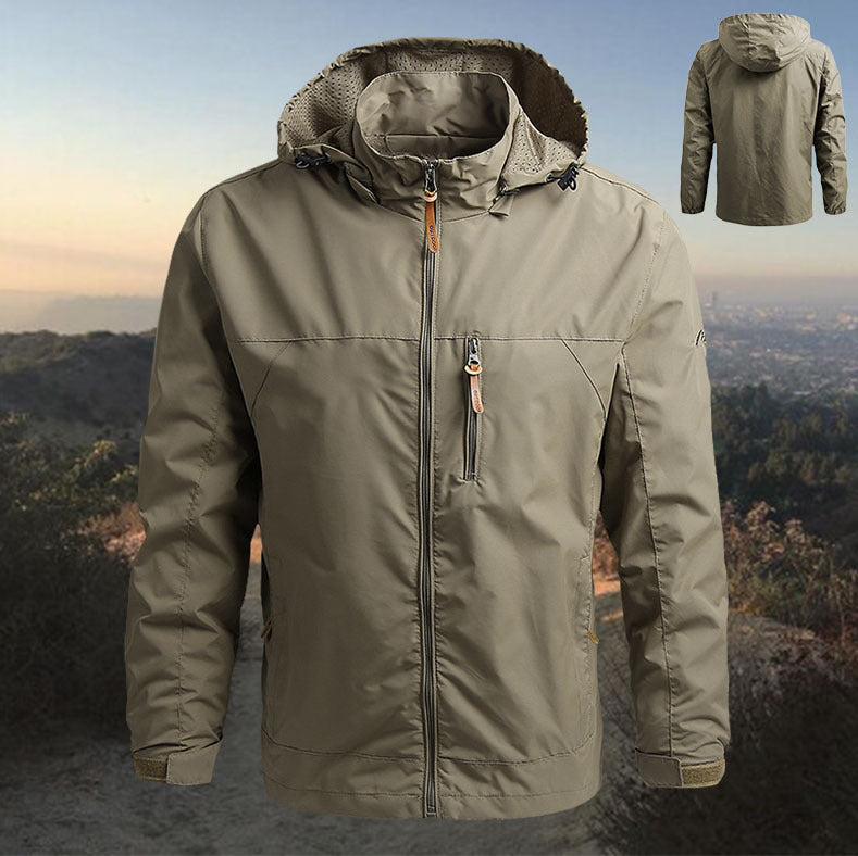 Αντιανεμικό και αδιάβροχο μπουφάν εξωτερικού χώρου με κουκούλα, χαλαρό, για μεγάλες καμπύλες