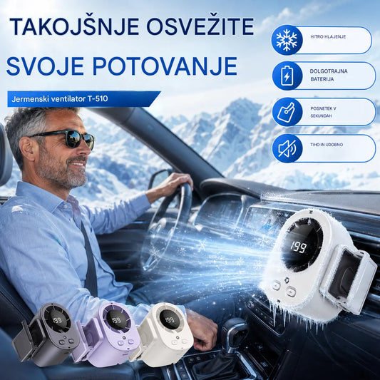 🌀❄Nov visokozmogljiv USB ventilator z digitalnim LED zaslonom za uporabo v avtomobilu in na prostem