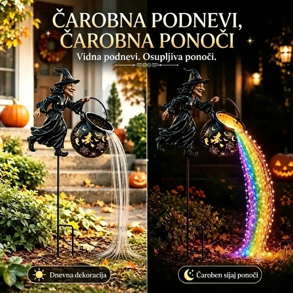 🧙‍♀️🎃 Vrtna svetilka v obliki čarovniškega kotla z LED osvetlitvijo – osupljiva zunanja dekoracija 🔮✨