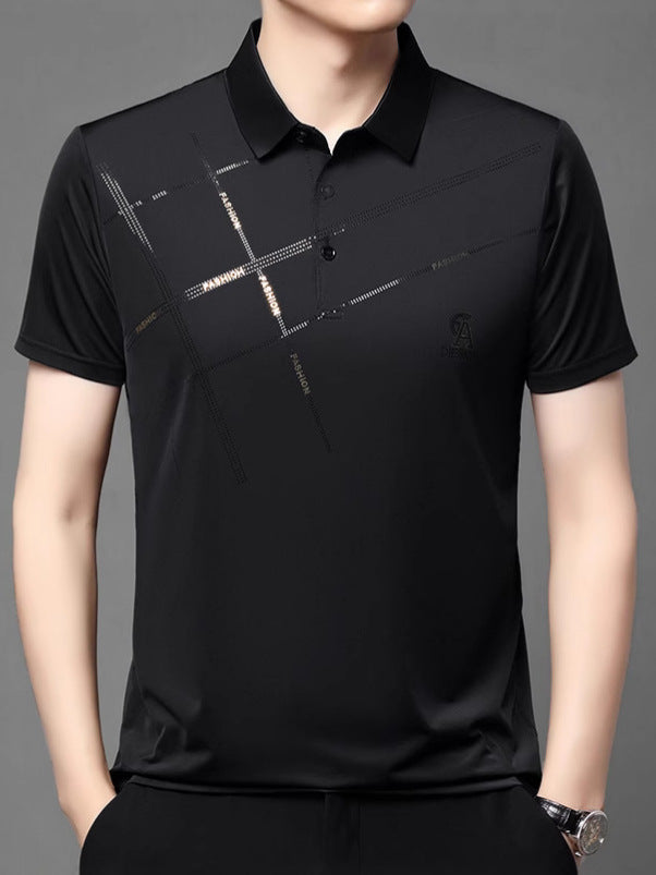 💥👔【M-4XL】2025 Nowa męska casualowa koszulka polo z jedwabiu lodowcowego