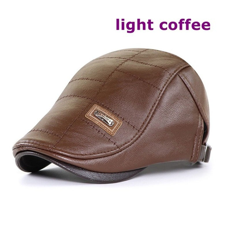 🧢🔥 Męski skórzany beret – elegancki, wodoodporny, wiatroszczelny, ciepły