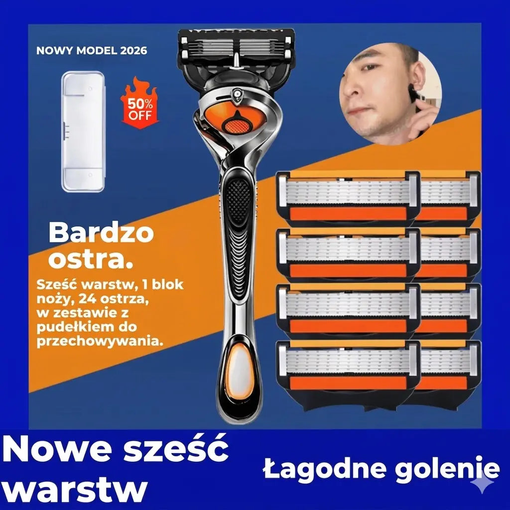 ✨Zestaw wkładów do maszynki do golenia dla mężczyzn + stojak – Ultra ostre ostrza ze stali nierdzewnej dla gładkiego golenia 🪒✨