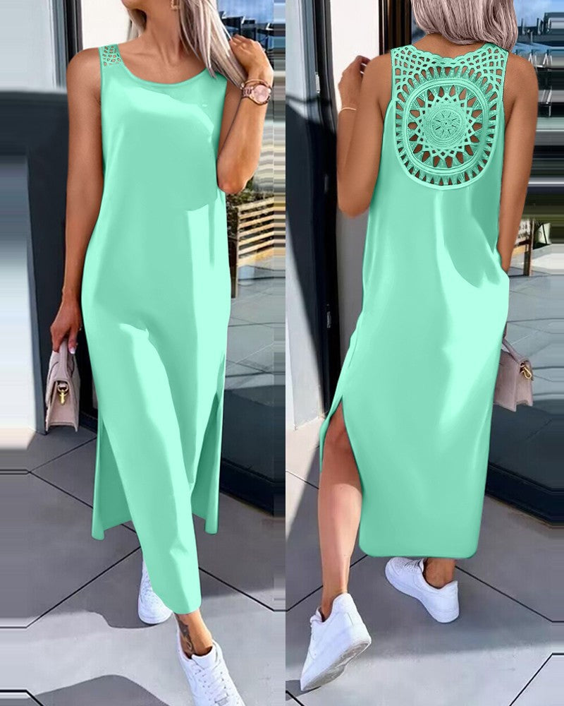 ❤✨【S-XXL】 Letnia sukienka bez rękawów z rozcięciami po bokach