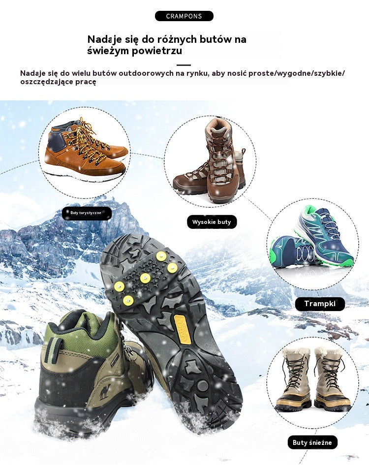 👴🚶🏔️❄️Kup 2, otrzymaj 2 gratis(8 sztuk)🔥Niewidoczne, 5-zębowe, antypoślizgowe pętle do raków, raki do użytku na zewnątrz, odpowiednie do wędrówek po śniegu