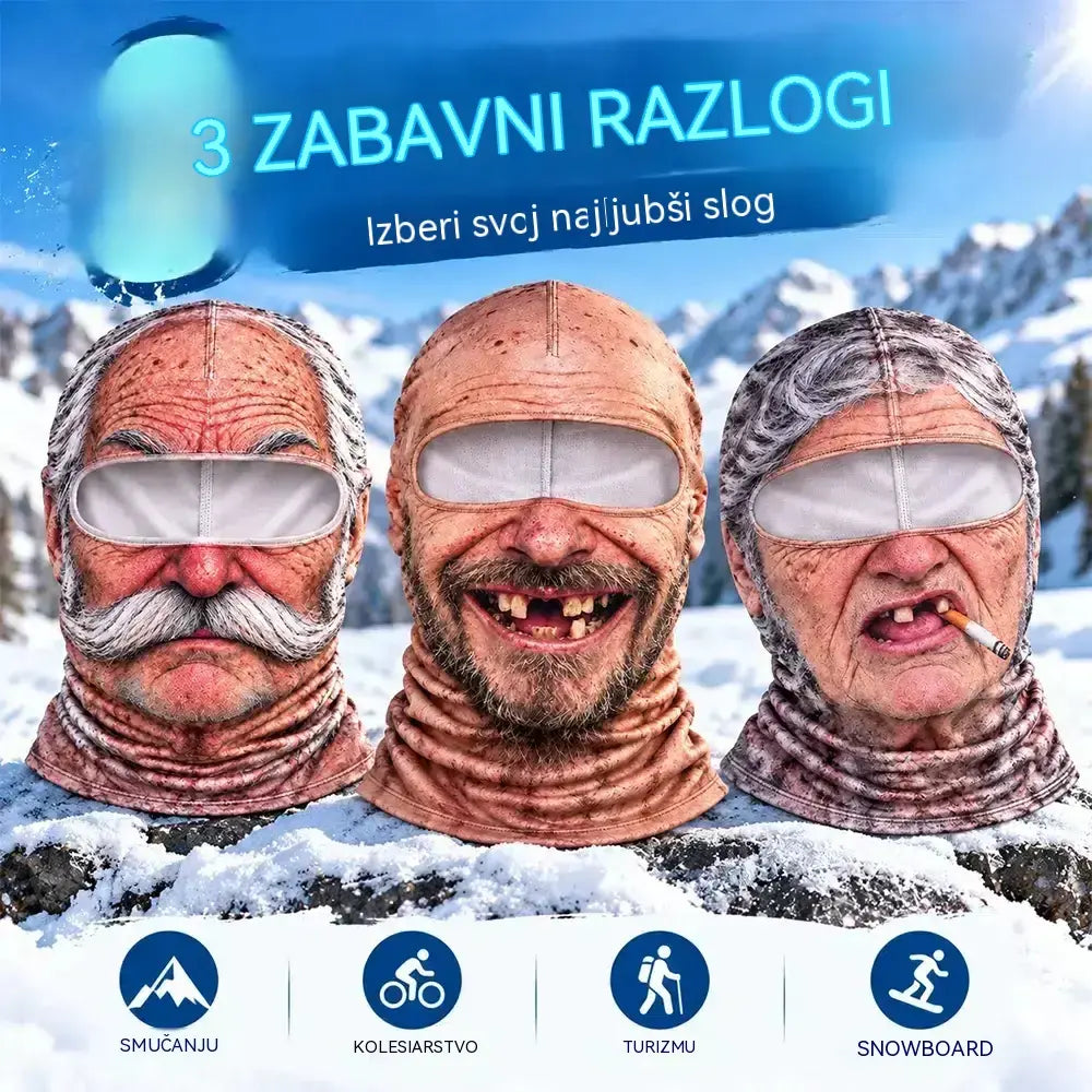 🔥😎 Zabavna in topla 3D maska za obraz, idealna za zimske športe na prostem.