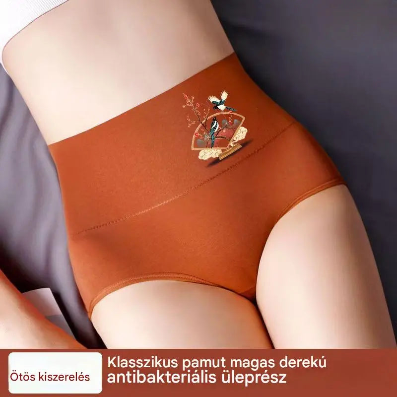 【6 darabos készlet】💖 Magas derekú, fenékemelő pamut női alsónemű – kényelmes és légáteresztő (40–100 kg)