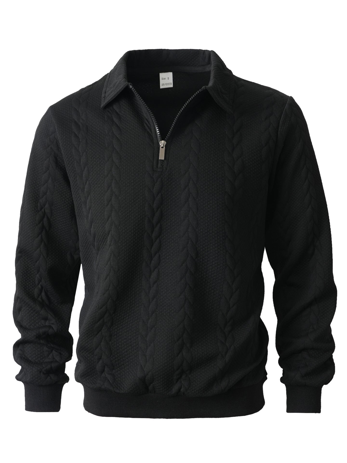 👔【S-3XL】Ανδρικό πλεκτό πουλόβερ με γιακά ζακάρ, casual μακριά μανίκια