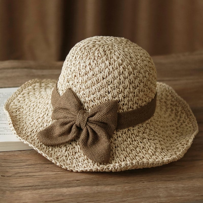 🎀🎀 50 % POPUST 👒 | Retro slamnik s pentljo – zložljiv in zračen za poletje