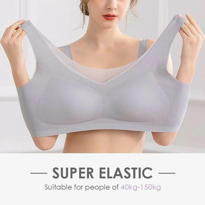 【5 sztuk】 🔥[M-5XL] Ultracienki damski biustonosz bezszwowy z jedwabiu lodowego [Zestaw w specjalnej ofercie]