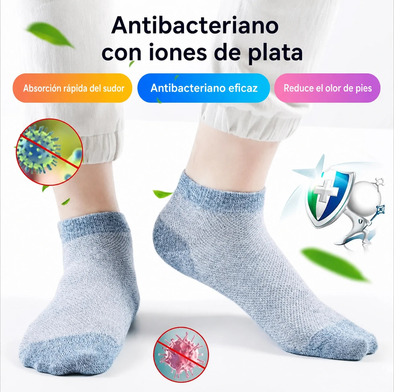 【El segundo artículo a mitad de precio】🔥10 pares⚡🧦 Calcetines transpirables antibacterianos y antiolor para hombre
