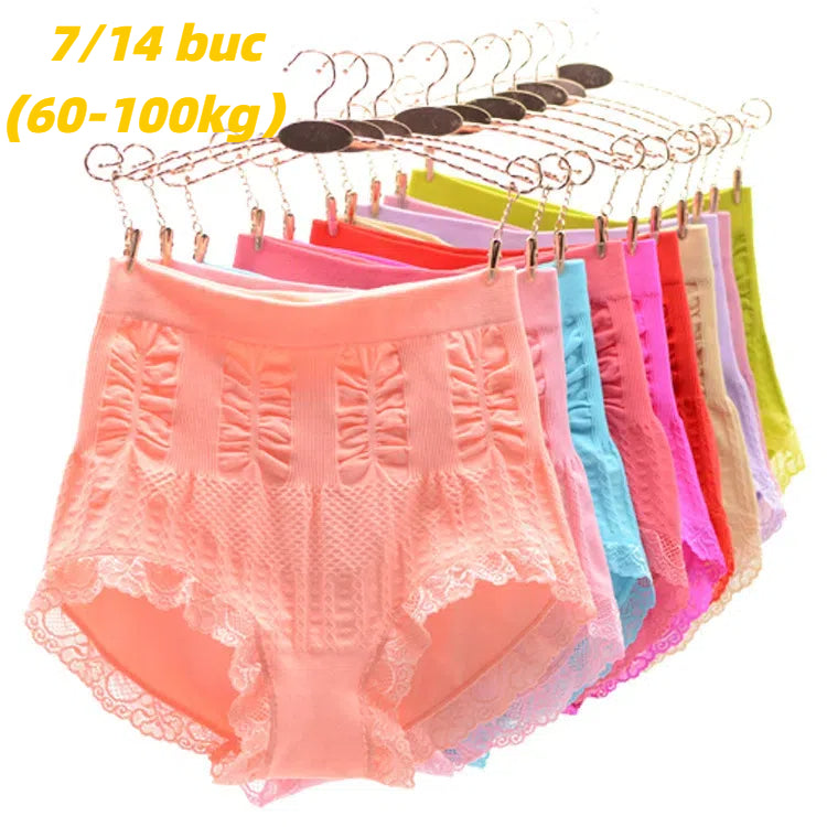 👩🔥【7 sztuk】(60-100 kg) wysokiej elastyczności, antybakteryjne majtki wysoki stan, modelujące brzuch, bielizna plus size