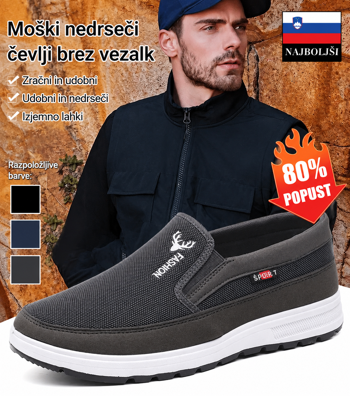 🔥【Posebna cena】- Spomladanski novi moški platneni mokasini brez zdrsa