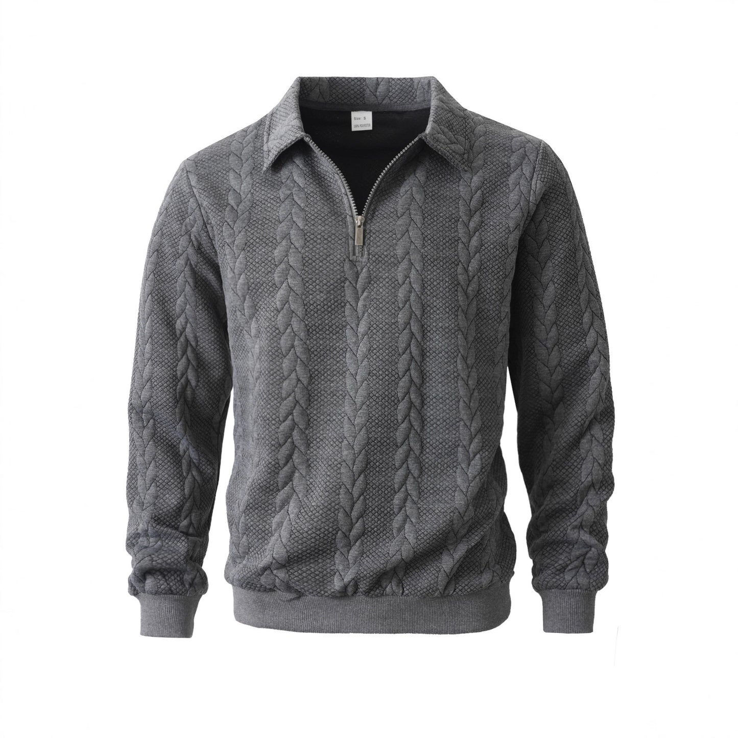 👔【S-3XL】Ανδρικό πλεκτό πουλόβερ με γιακά ζακάρ, casual μακριά μανίκια