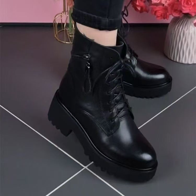 【35-40】🔥🔥Jesenné a zimné martinské čižmy z pravej kože s hrubou podrážkou na rok 2026