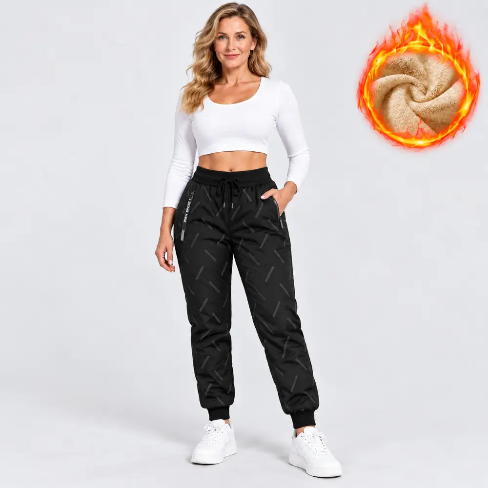 🔥【XXS–3XL】Ženske podložene hlače s flisom – vodoodporne in odporne proti vetru