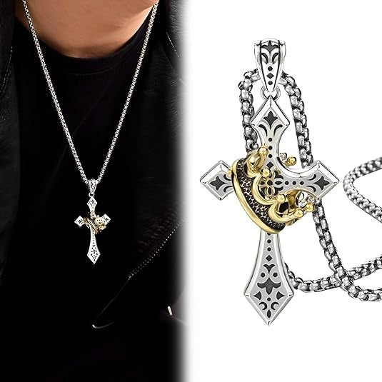 【Kup 1, a 1 dostaniesz gratis】✝️ Naszyjnik vintage z krzyżem i koroną – symbol wiary, siły i codziennej ochrony