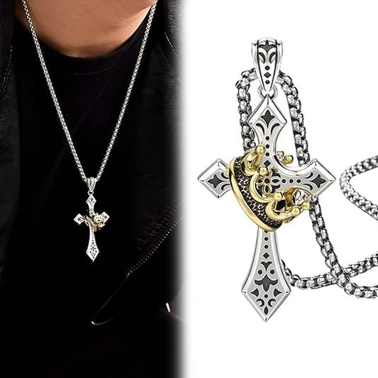 【Kup 1, a 1 dostaniesz gratis】✝️ Naszyjnik vintage z krzyżem i koroną – symbol wiary, siły i codziennej ochrony