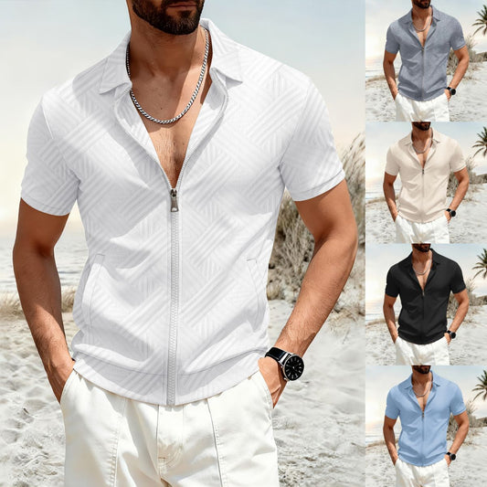 【S-3XL】Ανδρικό casual μπουφάν με φαρδιά γραμμή, ζιβάγκο και φερμουάρ, για άνδρες, άνοιξη/καλοκαίρι, με φαρδιά γραμμή και ζιβάγκο