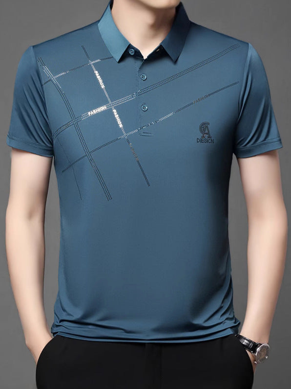 💥👔【M-4XL】2025 Nowa męska casualowa koszulka polo z jedwabiu lodowcowego