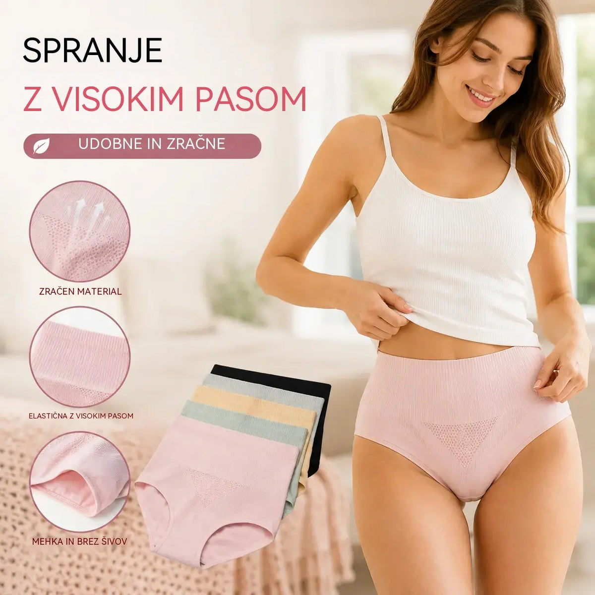 【7 kosov】【[35–82,5 kg】 Vodoodporno spodnje perilo z visokim pasom, odporno na jajca