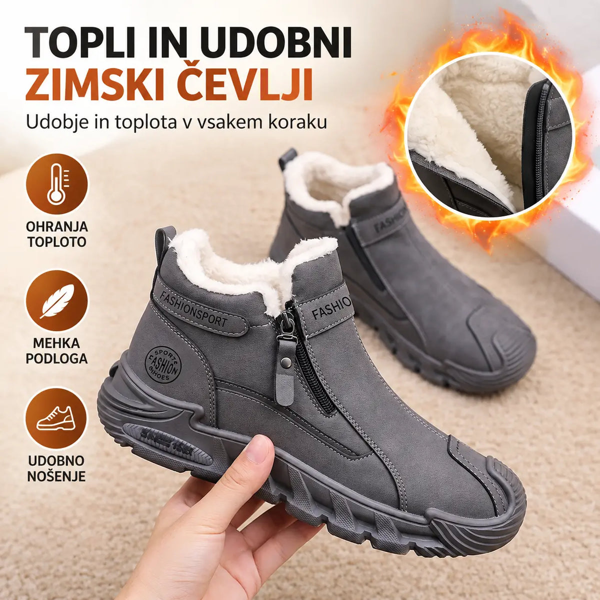 【Velikosti 39–44]】Moški zimski škornji: Visoki topli škornji Martin; nedrseči in trpežni, primerni za delo, topli in udobni.