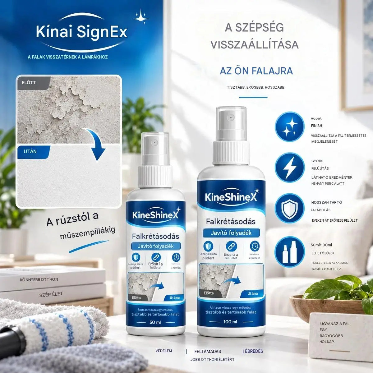 🏆100 ml + 50 ml (2 üveg)💥 Faljavító folyadék és edző — Egyetlen termékben egyesíti a hézagkitöltést, a tömítést és a megerősítést.